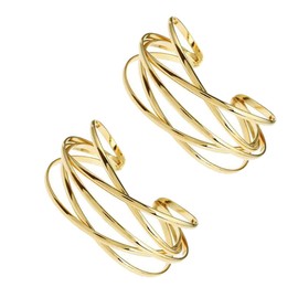 FIRAZIO 2-8 Pcs Cuff Bangle Bracelet for Women Open Wide Wire Bracelets Gold Wrist Cuff Wrap Bracelet Adjustable (L:2L)