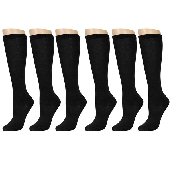 6 Pair Women Knee High Compression Sock Comfort School Uniform Soccer Socks 9-11