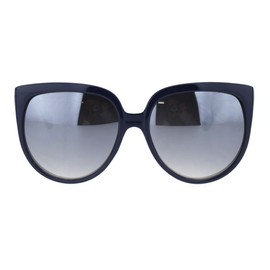Womens Oversized Boyfriend Style Plastic Retro Horn Sunglasses Navy Silver Mirror