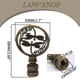 Biaungdo 2 Pack Double Dragonflies Lamp Finial, Antique Bronze Decorative Finial for Lamp Shades, Hollowing Out Lamp Finial Cap Knobs for Table Lamp, Floor Lamp, Lamp Decoration
