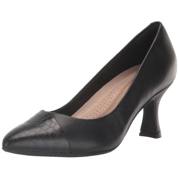 Clarks Women's Kataleyna Rose Pump, Black Croc Print Leather, 9.5