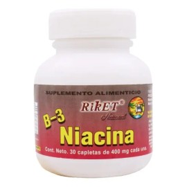Vitamina B3 Niacina 400 Mg 30 Cap Riket Natural Sabor Neutro