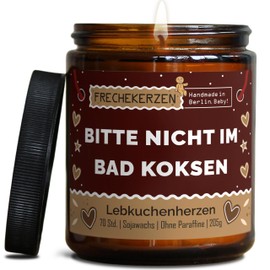 Bad Dekoration Duftkerze mit Spruch | Handgemacht aus Sojawachs | In Geschenkbox | Nachhaltiges Valentinsgeschenk | Lustige Gast Geschenk Idee | Freunde BFF, Mama, Kollegen |Lebkuchen