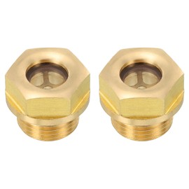 PATIKIL Air Compressor Oil Sight Glass, 2 Pack G 3/8" Male Thread Brass Oil Liquid Level Gauge Air Compressor Parts with O-ring