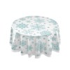 Pfrewn Christmas Turquoise Snowflakes Round Tablecloth Winter Snowman Table Cloth