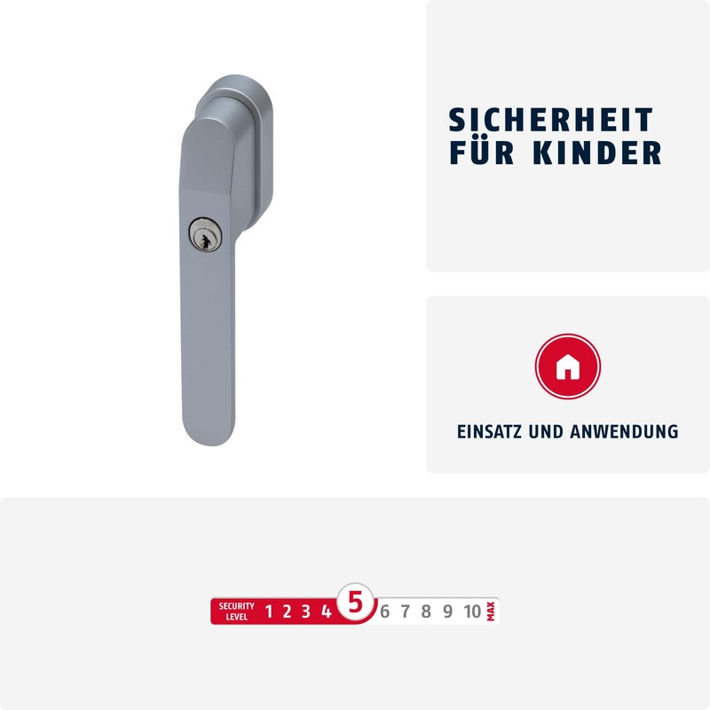 ABUS FG400 Lockable Window Handle - With Push Cylinder and