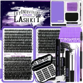 DNSGOOR DIY Lash Clusters Kit 774 Pcs Natural D Curl Individual Cluster Unique Manga Cluster Lashes Wispy Extension Kit with Lash Bond&Seal Glue Remover Tweezers
