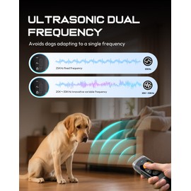 Gutecho Anti Barking Device for Dogs, 4 in 1 Dual Ultrasonic Bark Stopper Dog Barking Deterrent Devices Triple-Emitter Ultrasonic Torch, Alternative to Painful Dog Anti Bark Collar