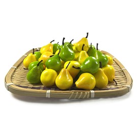 30pcs Artificial Mini Pears, Mini Artificial Yellow Pears Lifelike Green Pears Fake Fruits Model Simulation Pears for Home Decoration Kitchen Ornament Photography Props