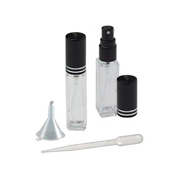Slim Tall Perfume Atomizer Empty Refillable Glass Cologne Bottle Black Sprayer 1/4 Oz 7.5ml Travel, Purse, Vanity (1 Bottle)