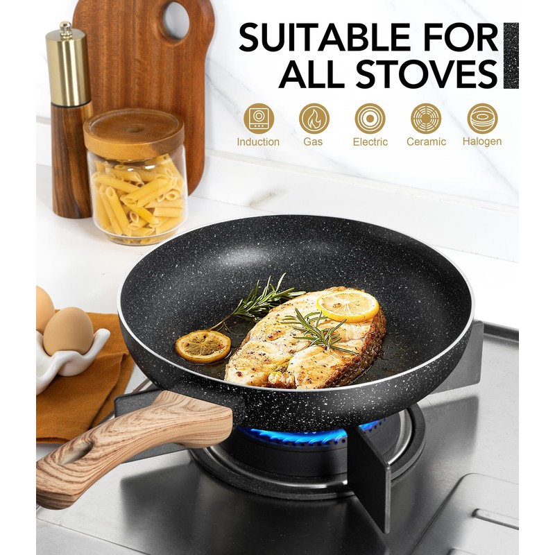 MICHELANGELO Non Stick Frying Pans - 8"+9.5"+11" Nonstick Frying Pan
