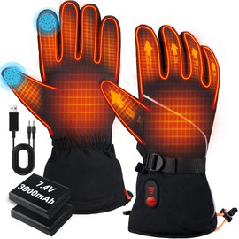 Heated Gloves for Men Women - Rechargeable Electric Heated Gloves, 7.4V Heated Skiing Gloves, Thermal Warming Snowboarding Gloves for Hunting Winter Camping Motorcycle Skiing Outdoor Work