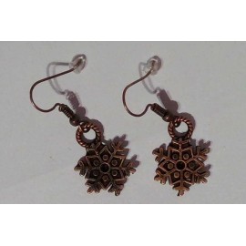 Snowflake Medals Pierced Earrings, RARE Copper* Hooks, Charms