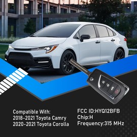 YzusGomumu 315 Mhz Key Fob Smart Remote Key Fob Keyless Entry Compatible With 2018-2021 Toyota Camry 2020-2021 Toyota Corolla FCC HYQ12BFB Chip: H Chip Only 4Buttons Keyless Entry Replaces 89070-06790