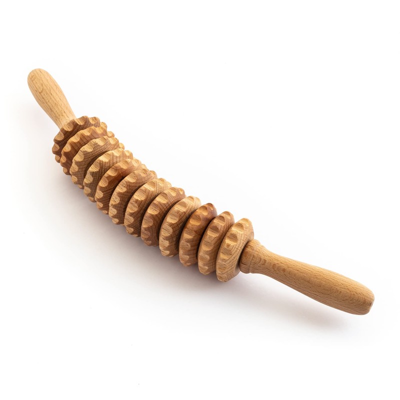 Ribnican Accessories Anti Cellulite Massage Roller with Handle Maderotherapy Wooden