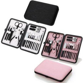 Other brands Premium Nail Care Set, 18-Piece Set of 2 Nail Care Colors - Black / 고급형네일케어세트 네일케어 2종색상 18종세트 - 블랙