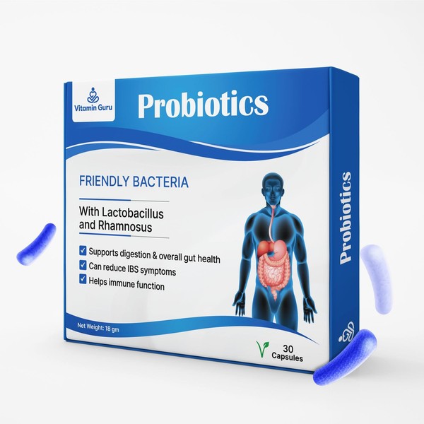 Vitamin Guru Probiotics, Friendly Bacteria Capsules with Lactobacillus and Rhamnosus,