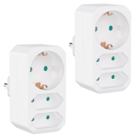 benon benon 2er Set Mehrfachstecker Wei? - Steckdosen-Adapter mit Kindersicherung - Doppelstecker 3680W - Multistecker 3Fach - Mehrfachsteckdose 2 Euro und 1 Schuko - Stecker mit Schutzkontakt Steckdose