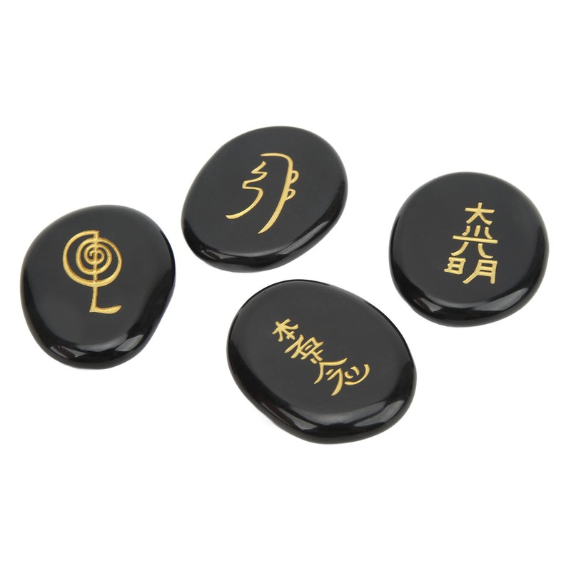 4Pcs Reiki Symbols Stones Smoother Surfaces Engraved Reiki Stones for