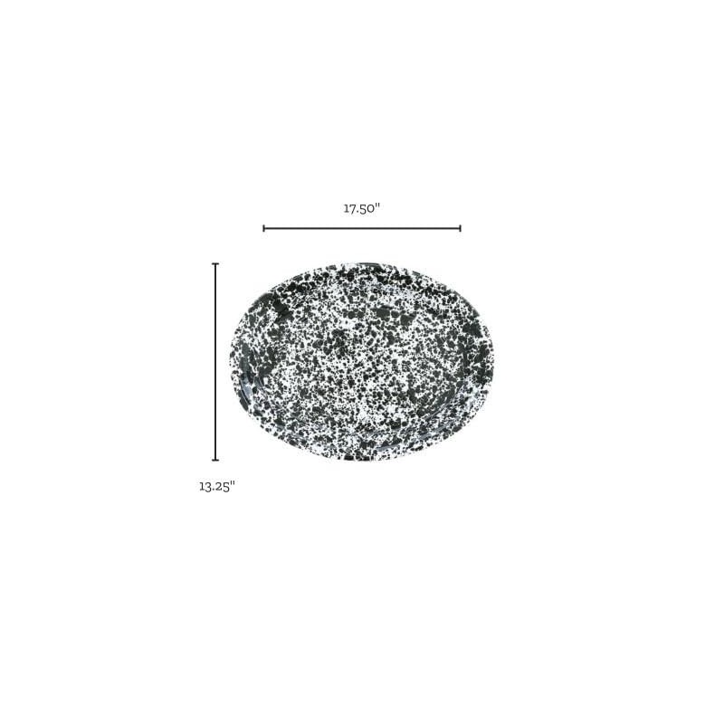 Crow Canyon Home Enamelware Oval Platter, 17.5 inch, Red/White Splatter