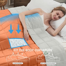 Weighted Blanket for Adults (12bs, 48"x72" Twin Size) - Cooling and Breathable Heavy Blanket for 110-130lbs with Premium Glass Beads - Soft Thick Blanket for All-Season Sleeping Comfort - Orange