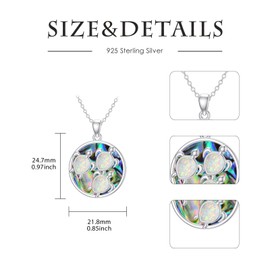 AHTAMOS Opal Turtle Necklace 925 Sterling Silver Color Shells Tortoise Pendant Necklace Ocean Turtle Jewelry for Women