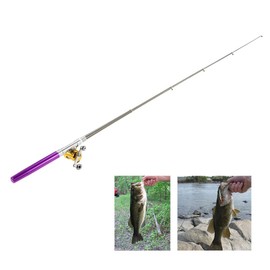 HUIOP Fishing Rod, Fishing Rod Reel Combo Set Mini Telescopic Portable Pocket Pen Fishing Rod Pole and Reel Aluminum Alloy Fishing Line Soft Lures Baits Jig Hooks