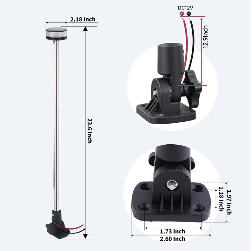 CLGMarine Stern Lights,Navigation Lights,Led All Around Anchor Light,Folding Base,USCG Certified