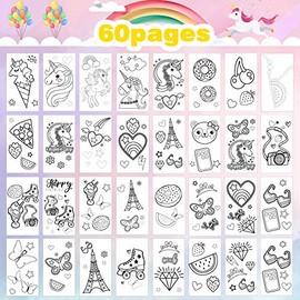 PowerKing Colorear Almohadillas Kit para Niñas, 60 Páginas para Colorear y 16 Lápices de Colores para Dibujar Pintar, Regalo de Cumpleaños para Niñas Niños (Unicornio páginas para colorear Set)