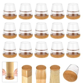 AUAUY 16 PCS Silicone Chair Leg Floor Protectors with Felt, Round High Elastic Furniture Leg Protectors, Chair Leg Caps for Protecting Hardwood Floors from Scratches and Noise(Wrapped Small)