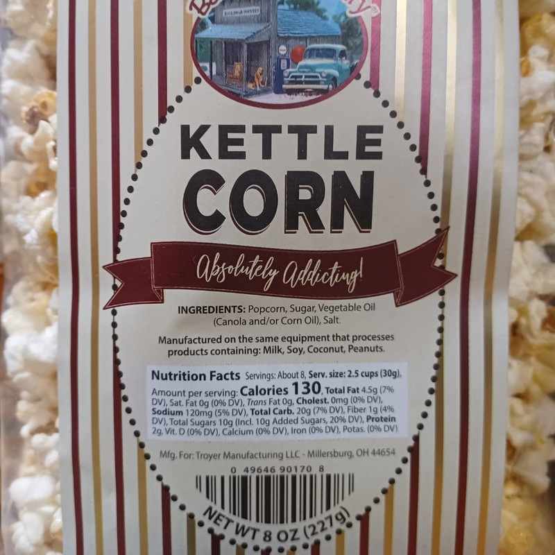 Troyer Cheese Locally-Made Kettle Corn (3 bags)