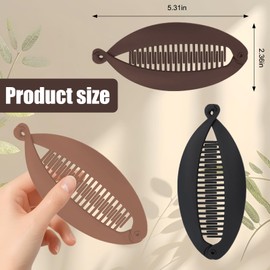 3pcs Large Banana Clips, Banana Clips for Women and Girls, Multifunctional Hair Combs for Women Accessories for Fine Curly Straight Long Short Thick Hair (Black, Dark Brown, Light Brown)