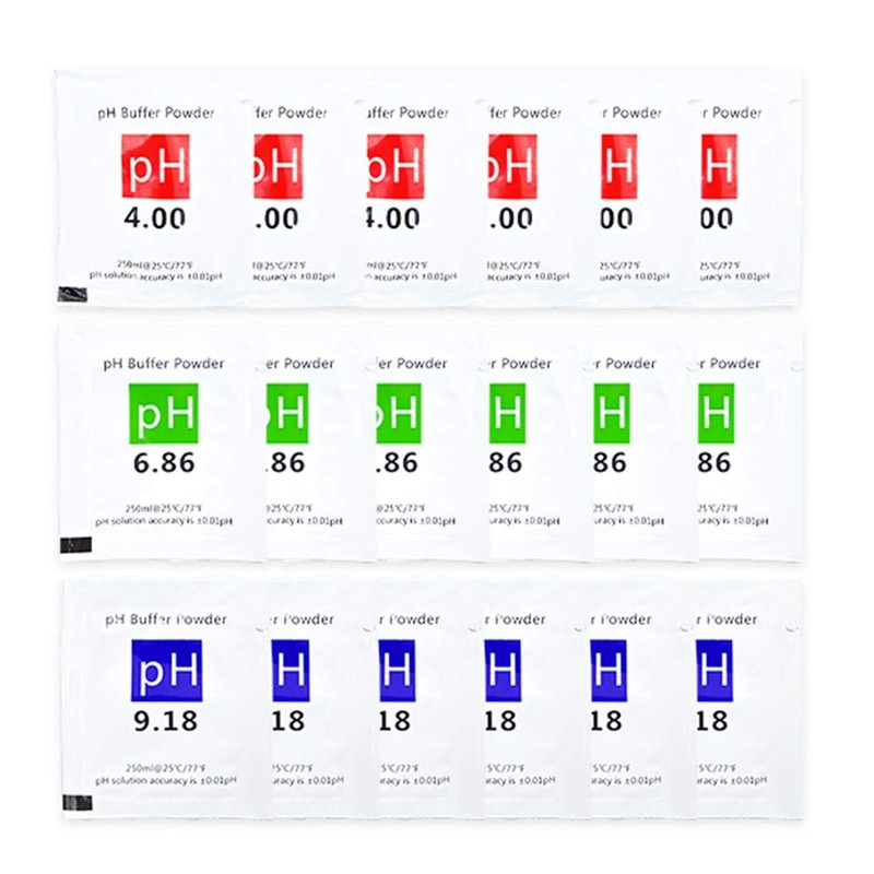 DuvinDD 18 Pack pH Meter Buffer Solution Powder 6.86/4.00/9.18, pH