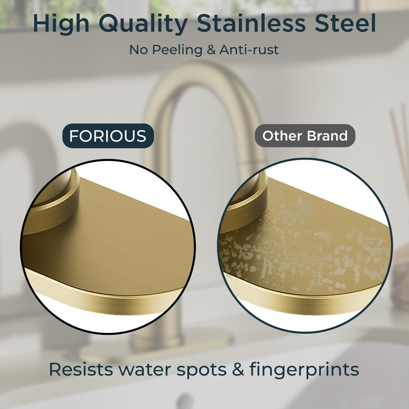 FORIOUS Brushed Gold Bathroom Faucets for Sink 3 or 1
