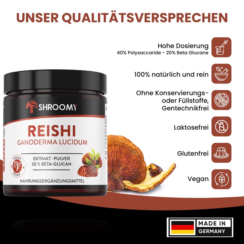 Reishi Extrakt-Pulver 70g - hochdosiert mit 40% Polysaccaride und 20%