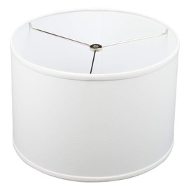 FenchelShades.com 13" Top Diameter x 13" Bottom Diameter 9" Height Fabric Drum Lampshade (Spider) Attachment for Lamps with a Harp (Linen White)