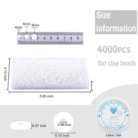 4000 Pcs White Clay Beads for Bracelet Making, Polymer Spacer Flat DIY Jewelry Necklace Earring Kit, Preppy Aesthetic Heishi Heshie Thin Disk Assortments Set 4MM
