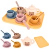 YOFOTHS Kids Silicone Tea Party Set, Pretend Play Tea Set