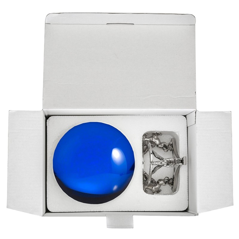 Amlong Crystal Blue Crystal Ball 130mm (5 inch) Including Silver