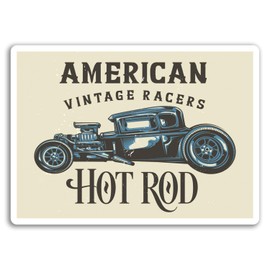 2 x 10cm American Hot Rod Car Vinyl Stickers - Retro Race Sticker Laptop #17470 (10cm Wide)