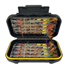 OutdoorFishing Fly Fishing Flies Kit Fly Assortment Trout Bass Fishing with Fly Box, 33/48/72/100/114/148pcs with Dry/Wet Flies, Nymphs, Streamers, Popper (72Pcs/Box)