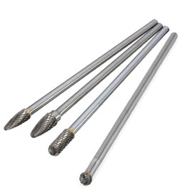 Bestgle 4pcs 6mm(1/4”) Shank Tungsten Carbide Rotary Cutting Burr Die Grinder Bit for DIY Woodworking, Metal Carving, Polishing, Engraving, Drilling, 150-160mm Length