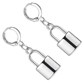 COLLBATH 1 Pair Clip Hoop Earrings All Punk Style Lock Earrings for Enthusiasts Unisex Safety Pin Design Trendy Statement Jewelry Women