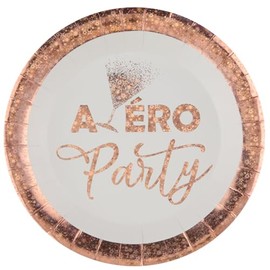 SANTEX 7572-1 Pack of 10 Party Plates 22.5 cm White/Pink Gold