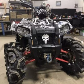 Polaris Custom Black and White Punisher Polaris Scrambler Grill 850 1000 XP HO 2013-2024