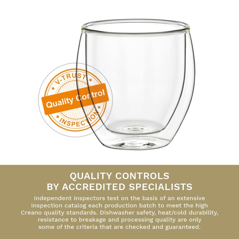 Creano Double Walled Espresso Glasses 100ml - Insulated Coffee Cups