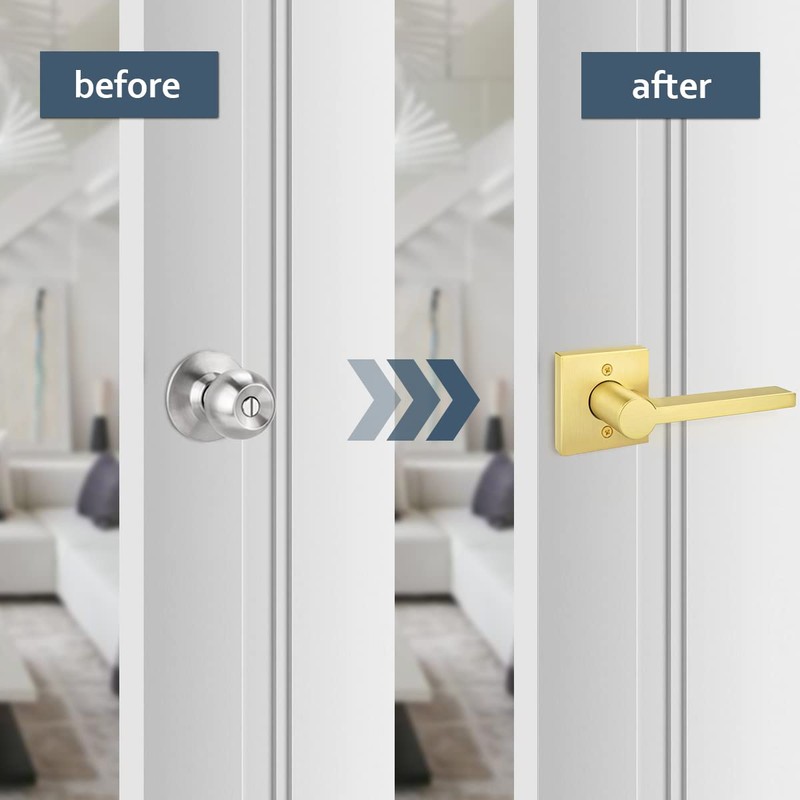 EHOMEWARE Gold Dummy Door Levers Interior Door Handles, Heavy Duty