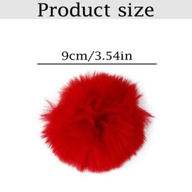 Tabanzhe 2PCS Plush Faux Fur Rabbit Hair Ties-Fluffy Hair Scrunchies Bobbles Elastic Artificial Rabbit Hair Bands Rope Wristband Ponytail Accessories for Girl Women(Red)