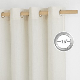 PONY DANCE Short Linen Curtains 54 Drop Pair, Eyelet Top Semi Sheer Curtains Privacy Assured Window Treatments, Light Filtering & Privacy Assured Elegant Panels, Set of 2, 55x54-Inch, Cream Beige