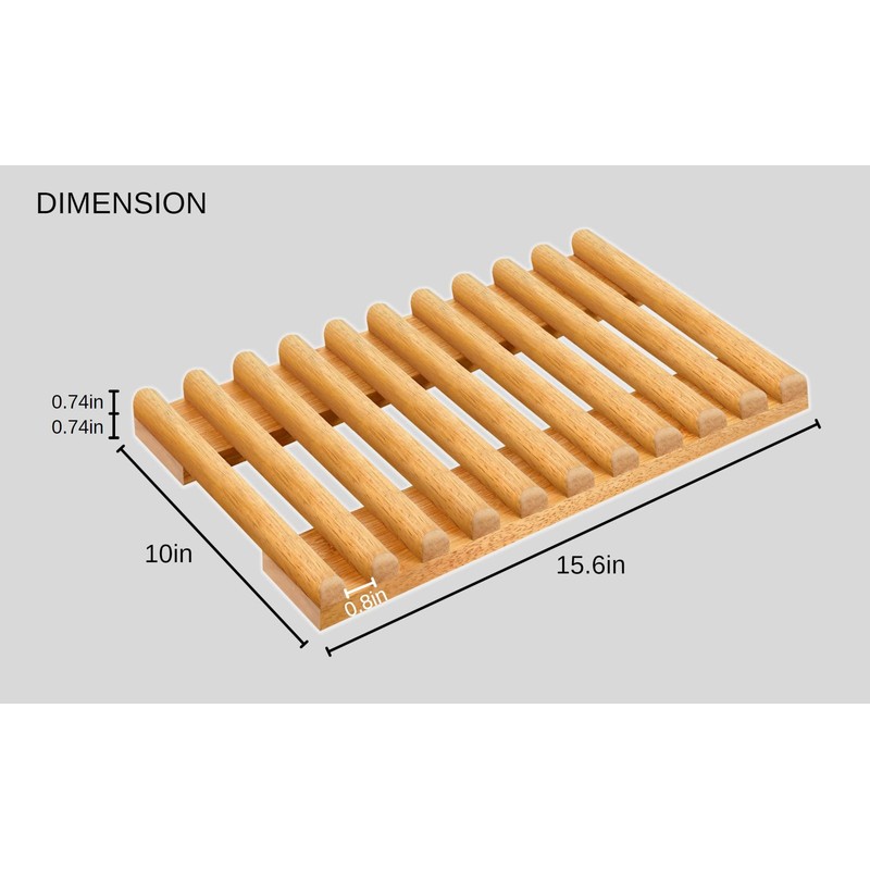 Ilot Solid Wood Kitchen Dish Drying Rack 10 Slots Plate